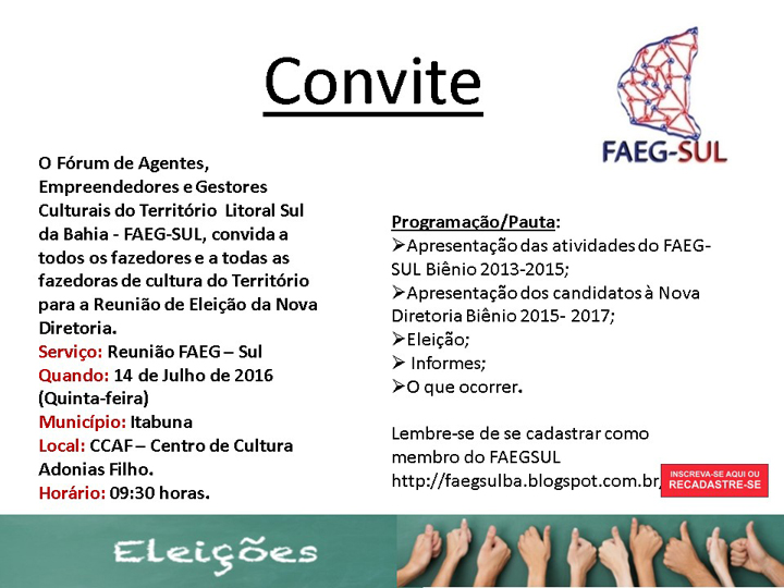 Convite Elei&ccedil;&atilde;o 2016 14 julho